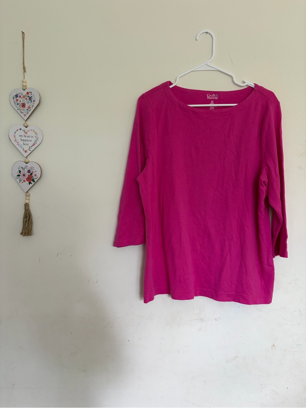 Croft & Barrow Women’s Size XXL 3/4 Sleeve Magenta 100% Cotton Blouse Top